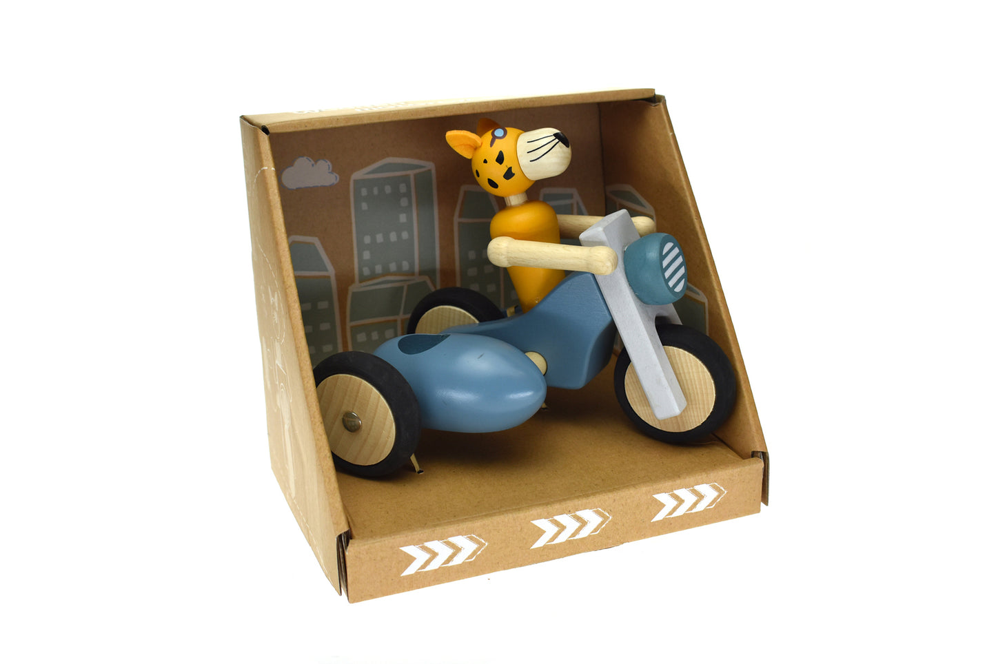 RETRO MOTOR TRICYCLE WITH CUTE LEOPARD DRIVER BLUE - LARGE