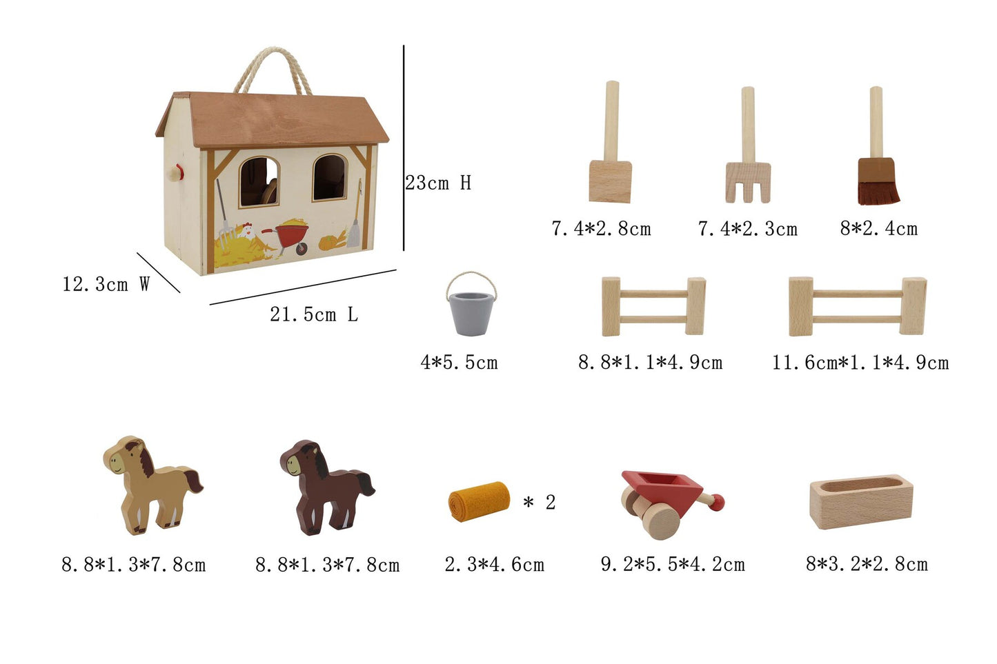 WOODEN PORTABLE HORSE STABLE PLAYSET