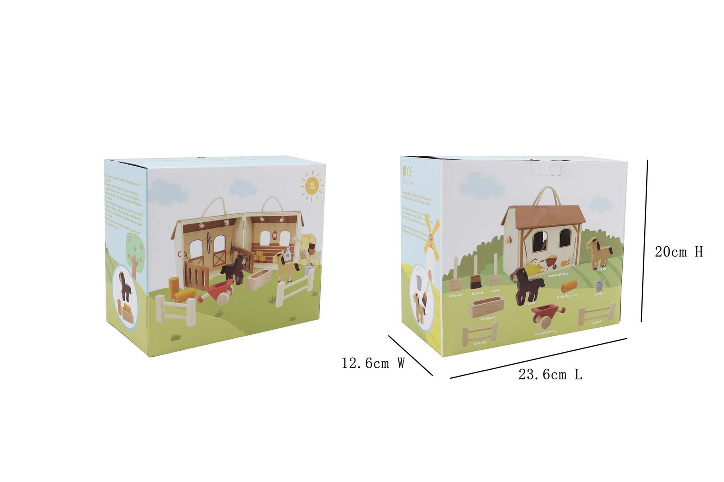 WOODEN PORTABLE HORSE STABLE PLAYSET