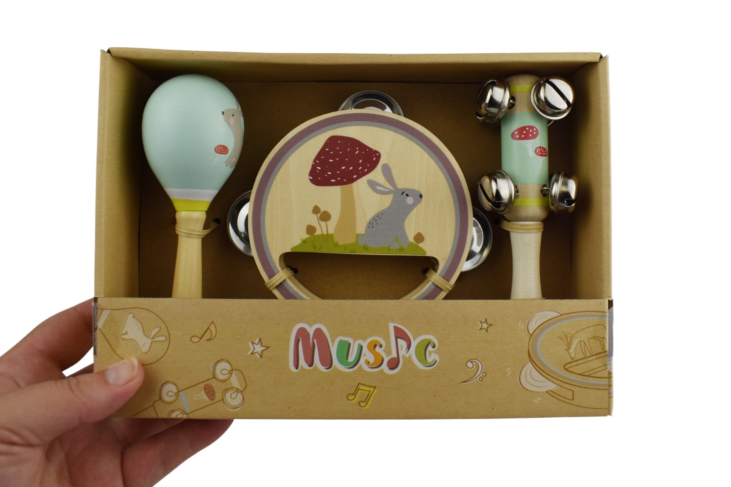 CALM & BREEZY RABBIT WOODEN 3PCS MUSICAL SET