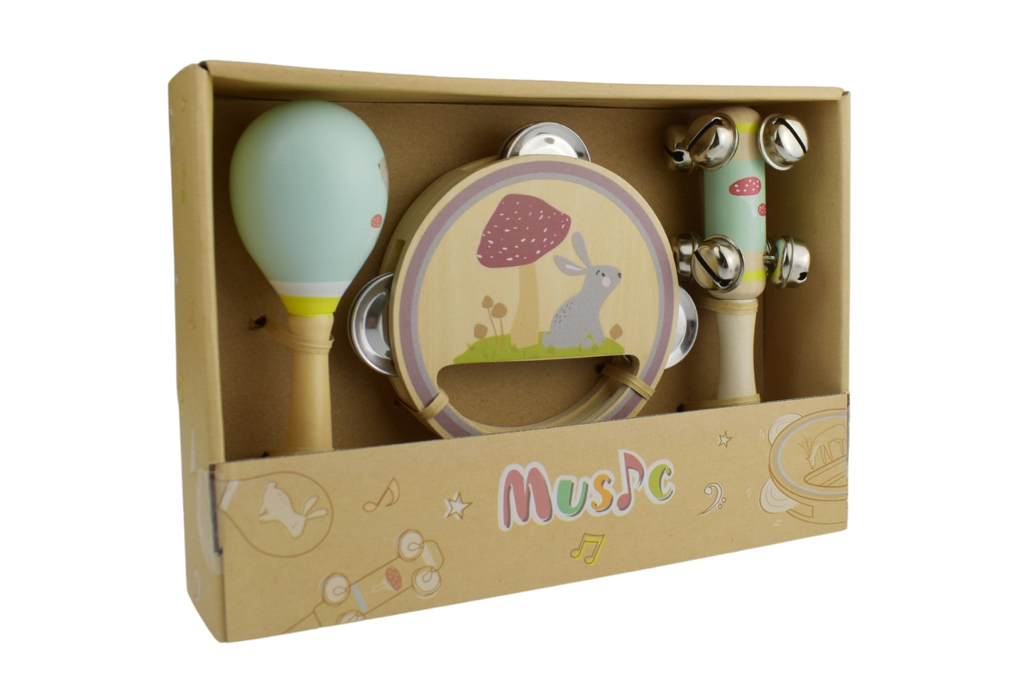 CALM & BREEZY RABBIT WOODEN 3PCS MUSICAL SET