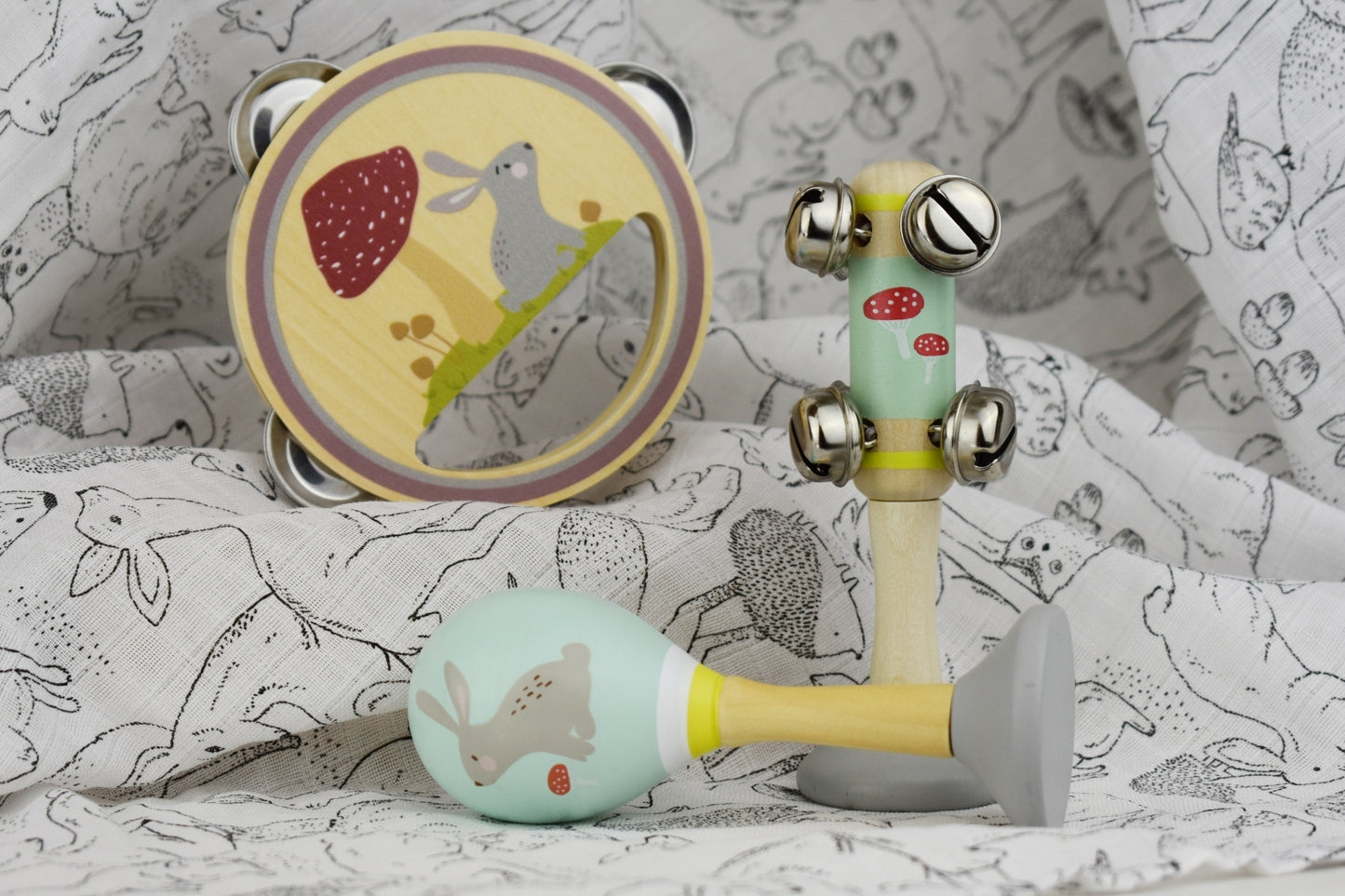 CALM & BREEZY RABBIT WOODEN 3PCS MUSICAL SET
