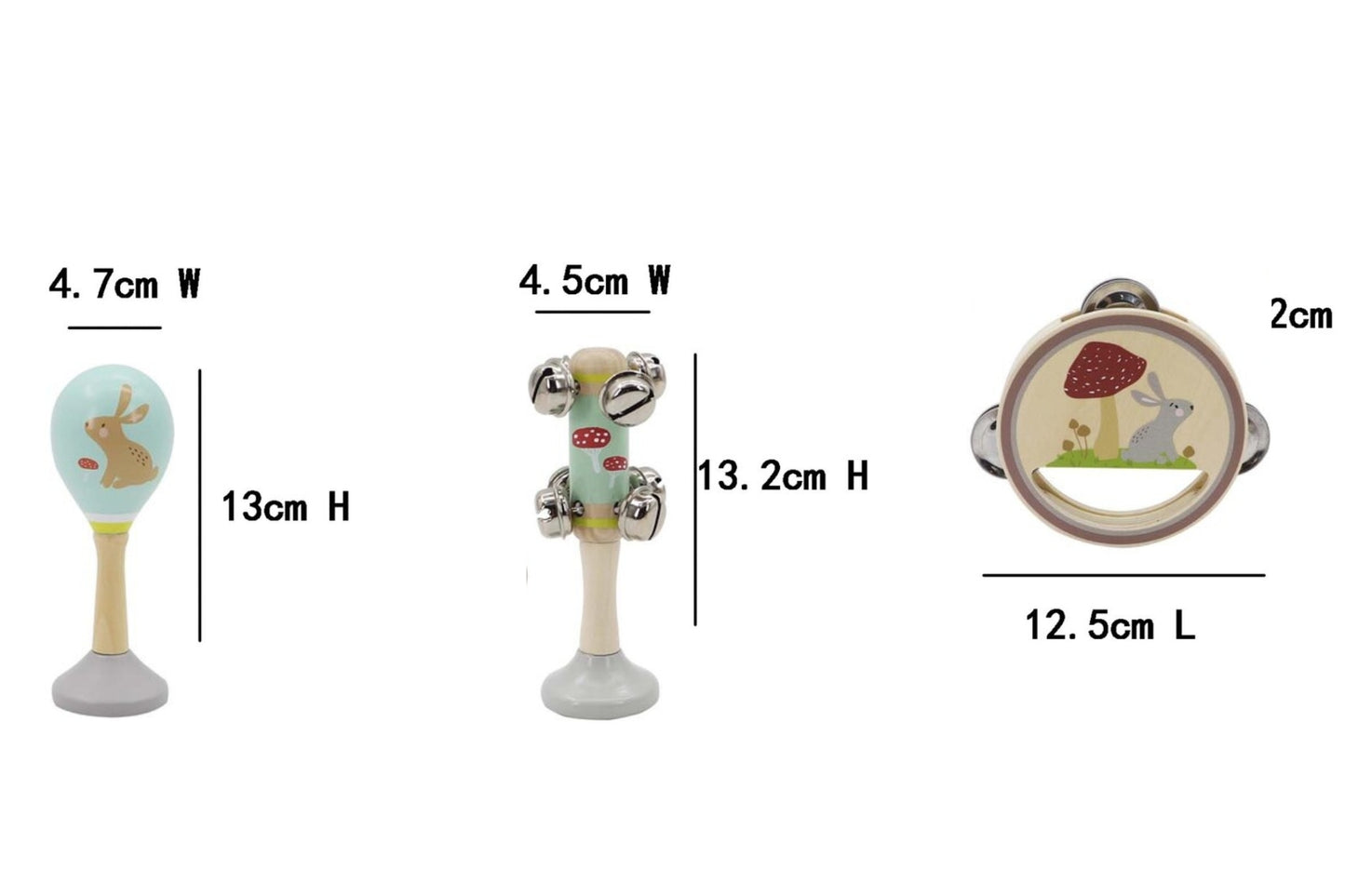 CALM & BREEZY RABBIT WOODEN 3PCS MUSICAL SET