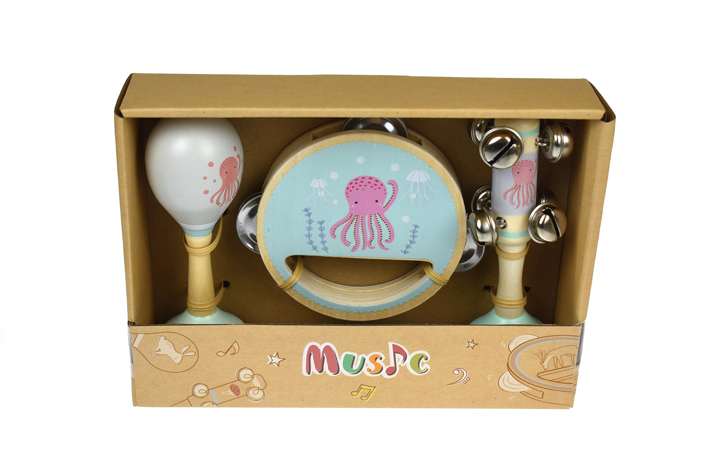 CALM & BREEZY OCTOPUS WOODEN 3PCS MUSIC SET