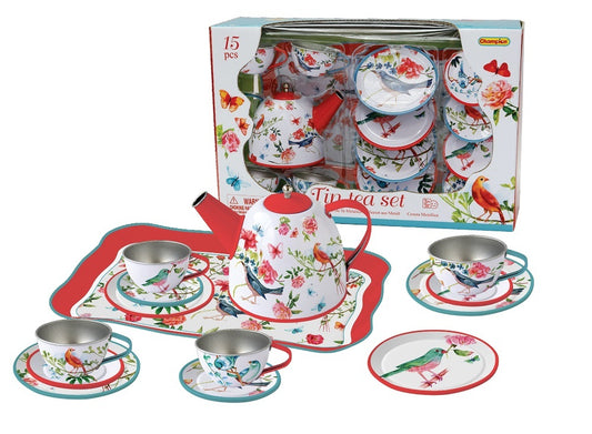 GARDEN BIRDS TIN TEA SET 15PCS