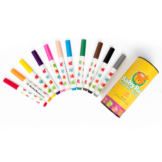 WASHABLE MARKERS -BABY ROO 12 COLOURS