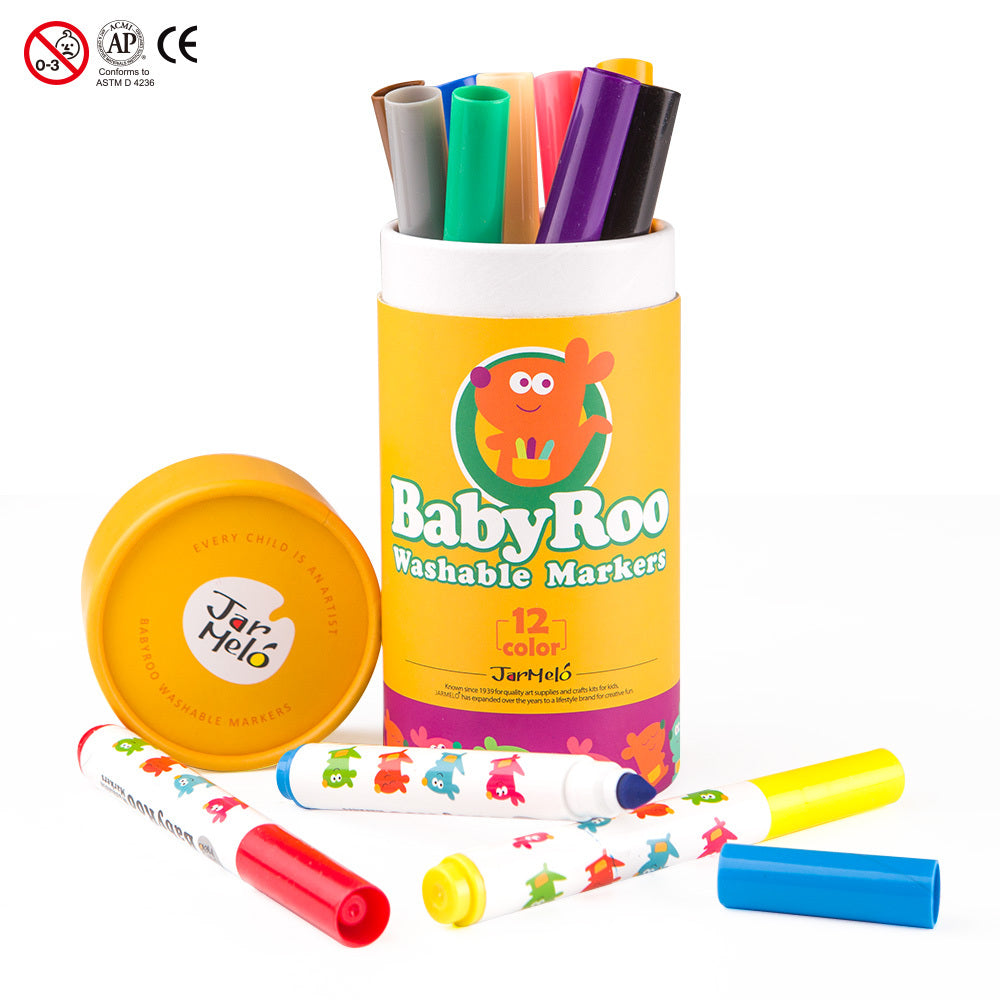 WASHABLE MARKERS -BABY ROO 12 COLOURS