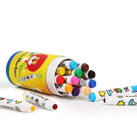 SPECIAL ROUND TIP WASHABLE MARKER -12 COLOURS