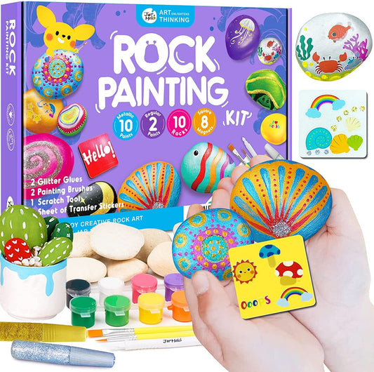 ROCK PAINTING WITH METALLIC PAINTS & GLITTER GLUES CRAFT KIT