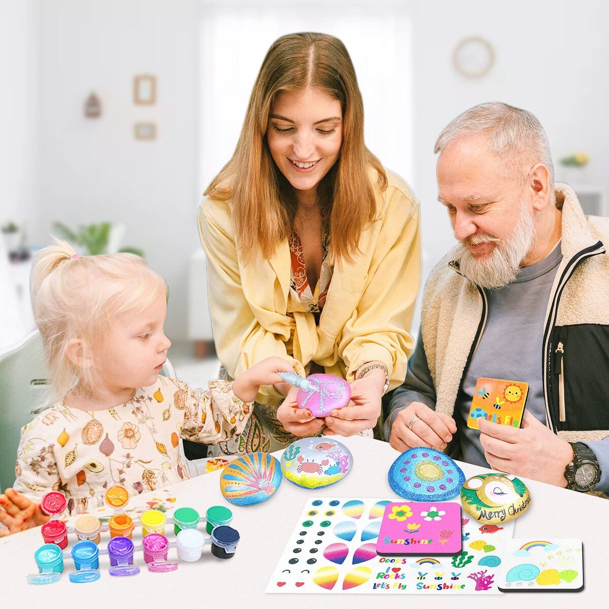 ROCK PAINTING WITH METALLIC PAINTS & GLITTER GLUES CRAFT KIT