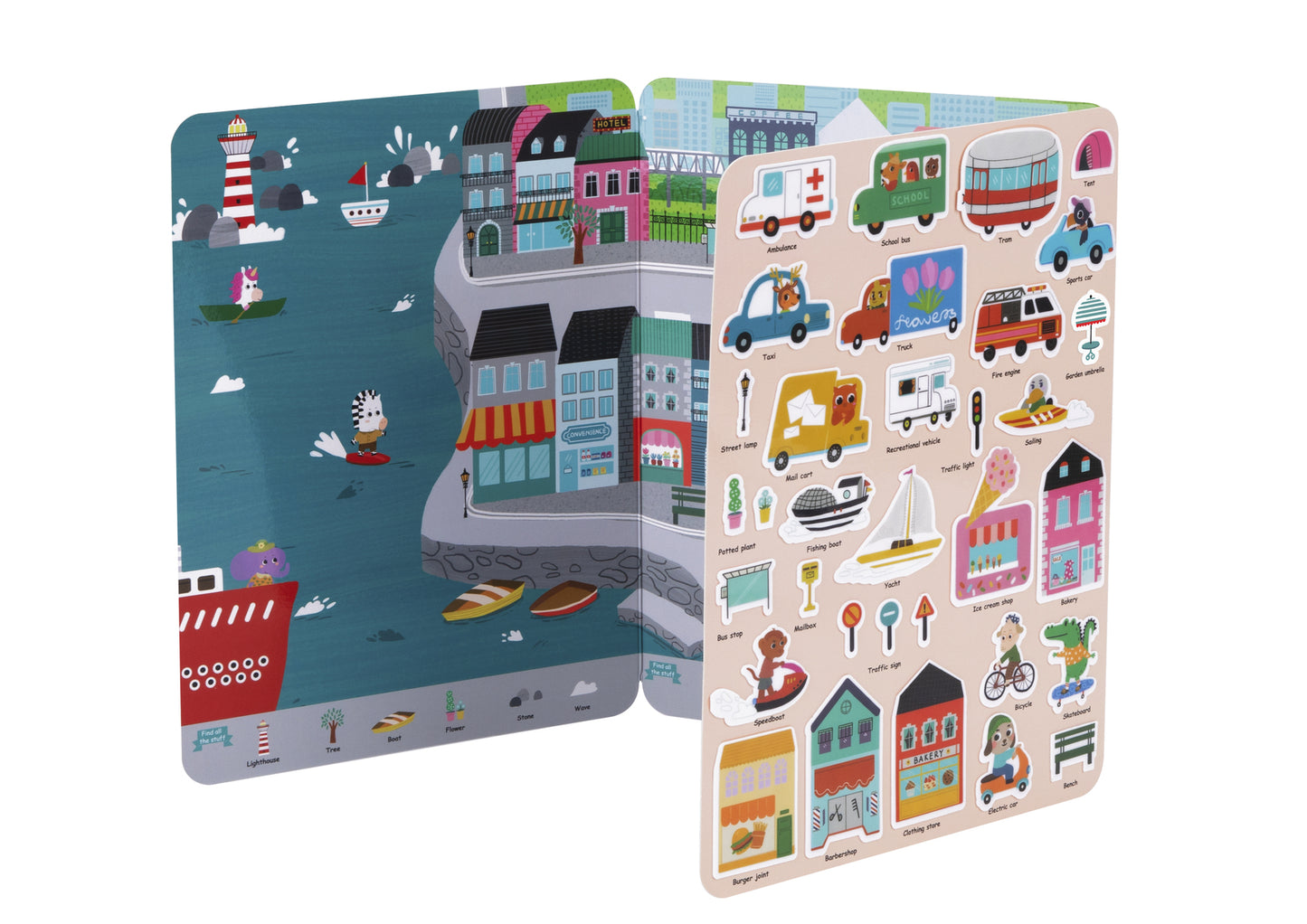 SILICONE STICKER BOOK - BUSY CITY