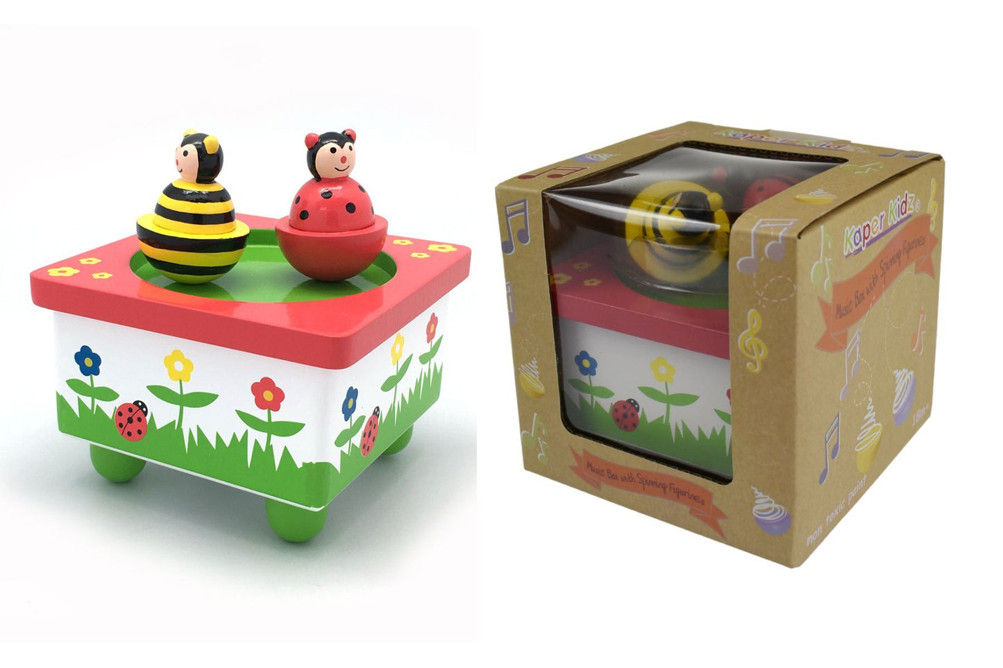 DANCING MAGNETIC MUSIC BOX BEE & LADYBIRD