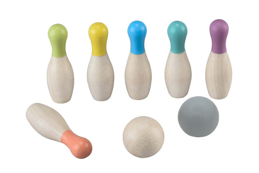 WOODEN BOWLING SET TOP COLOURED