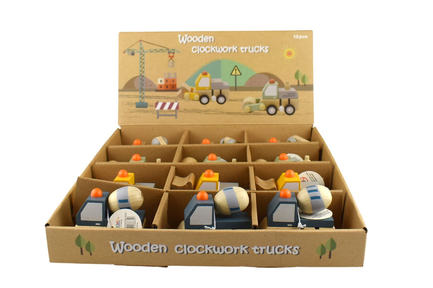 WOODEN WIND UP CONSTRUCTION TRUCK