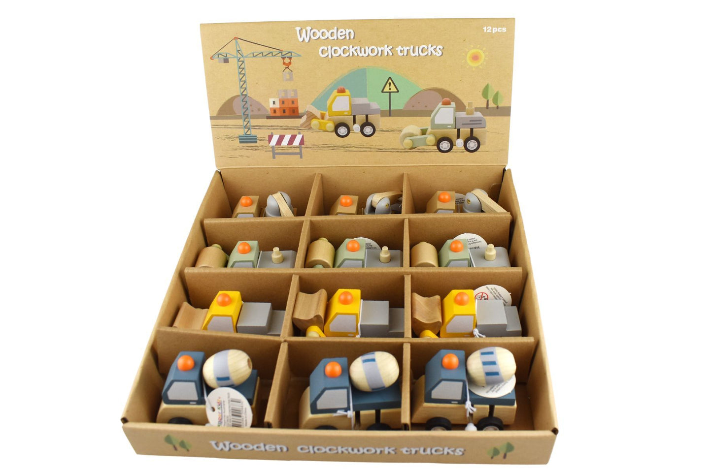 WOODEN WIND UP CONSTRUCTION TRUCK