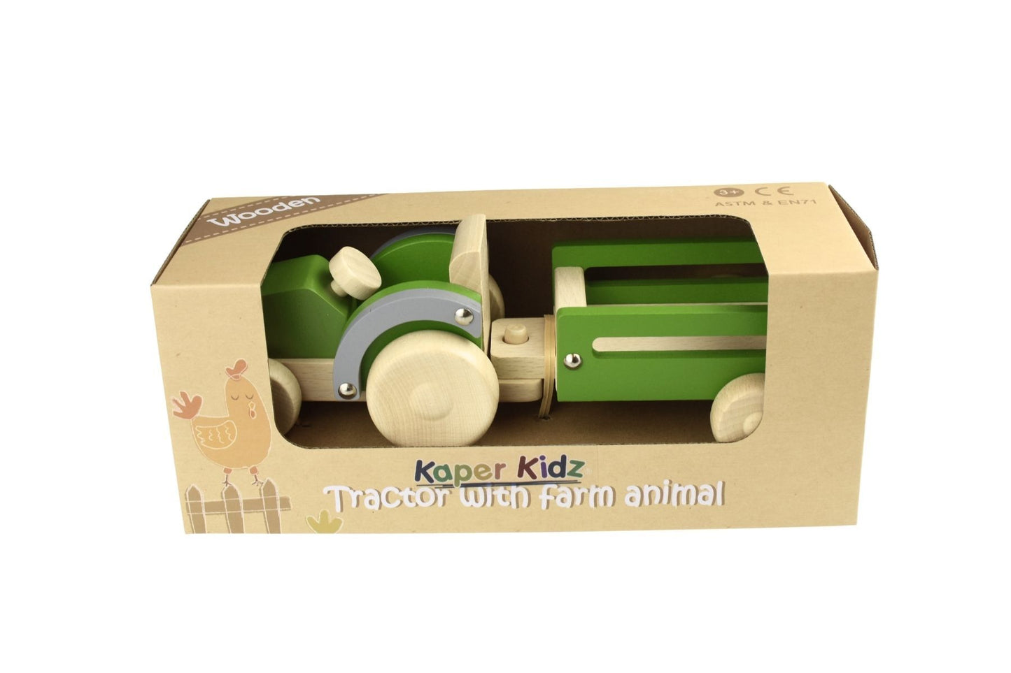 WOODEN TRACTOR WITH FARM ANIMAL