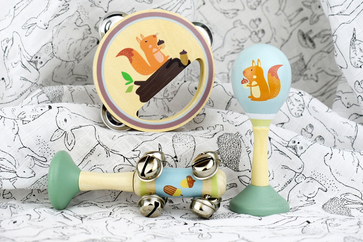 CALM & BREEZY SQUIRREL WOODEN 3PCS MUSICAL SET