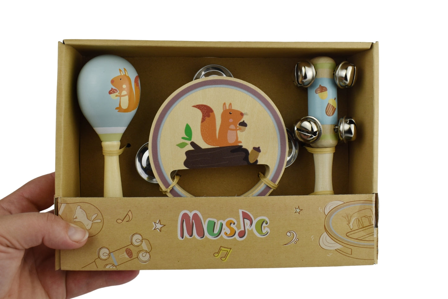 CALM & BREEZY SQUIRREL WOODEN 3PCS MUSICAL SET