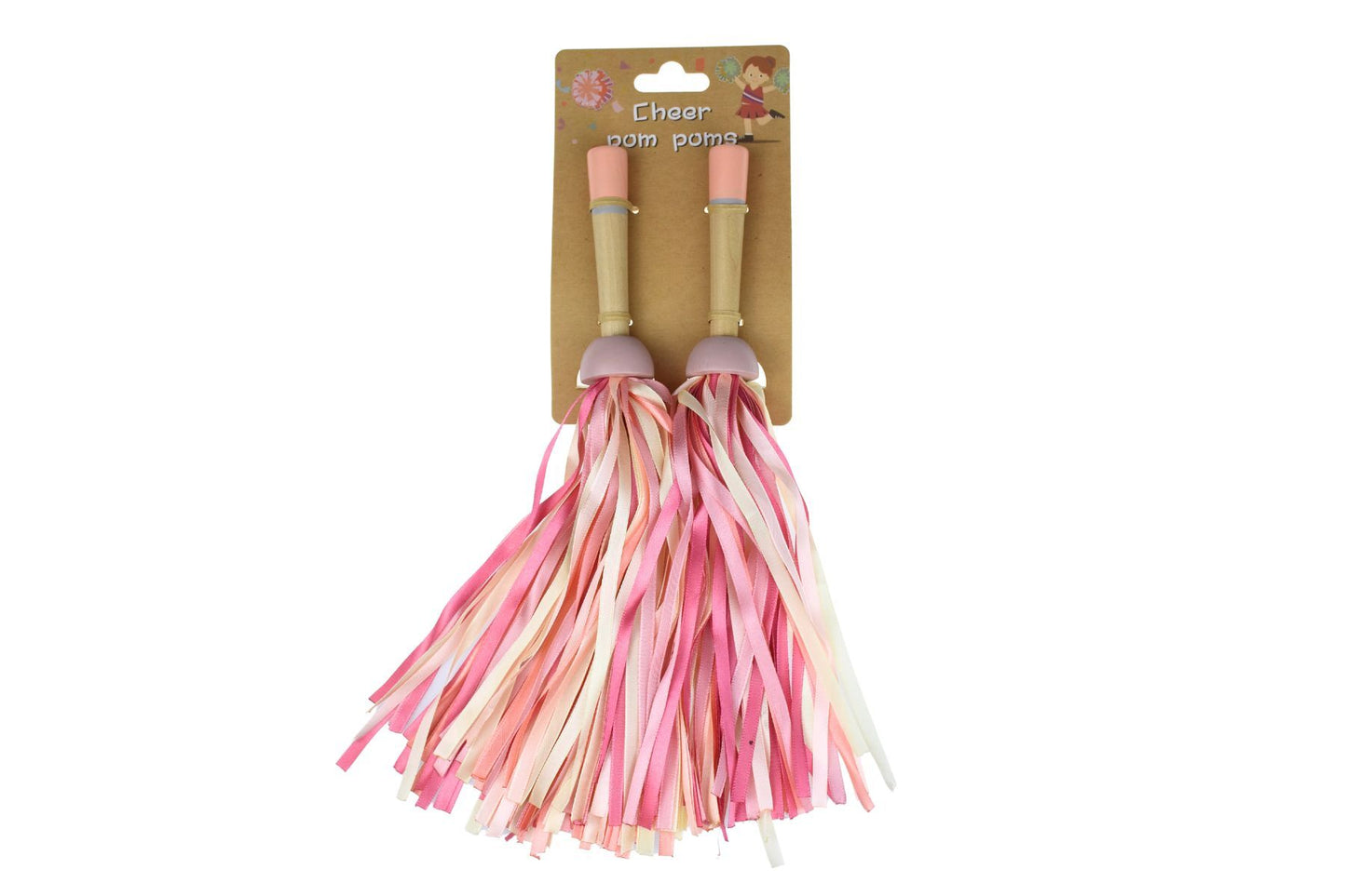 WOODEN CHEER POM POMS 1 PAIR