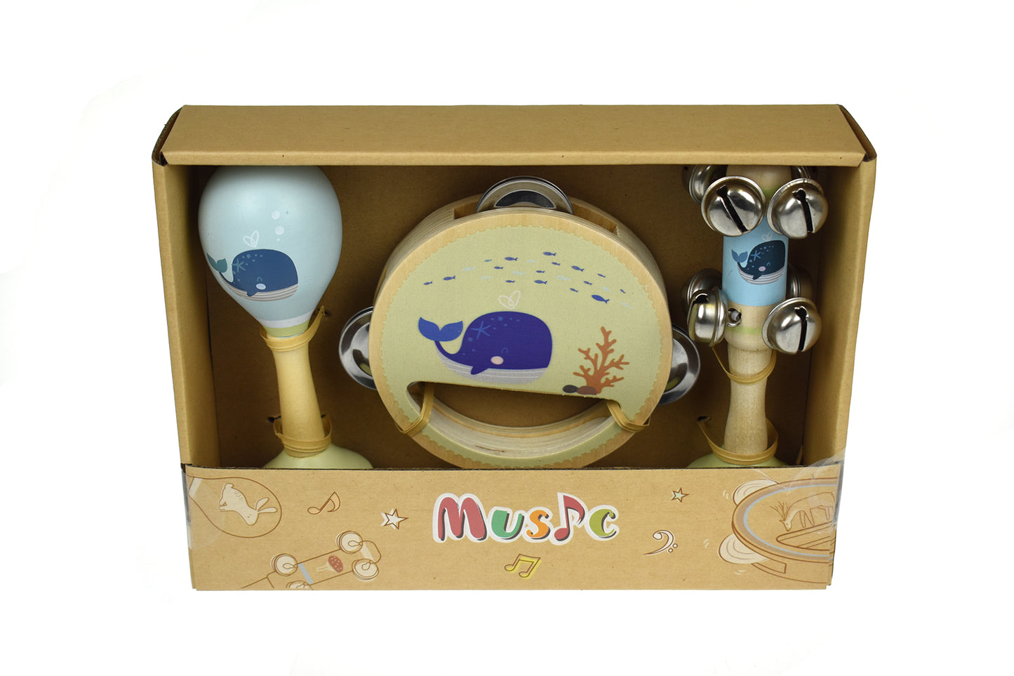 CALM & BREEZY WHALE WOODEN 3PCS MUSIC SET