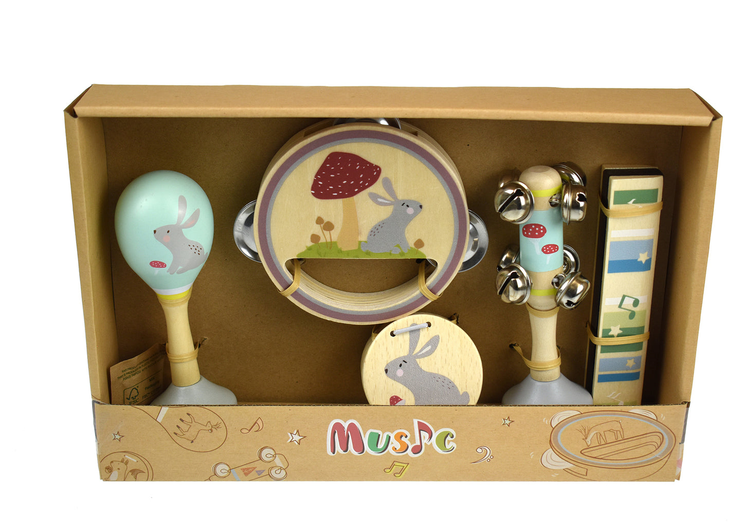 CALM & BREEZY RABBIT WOODEN 5PCS MUSICAL SET