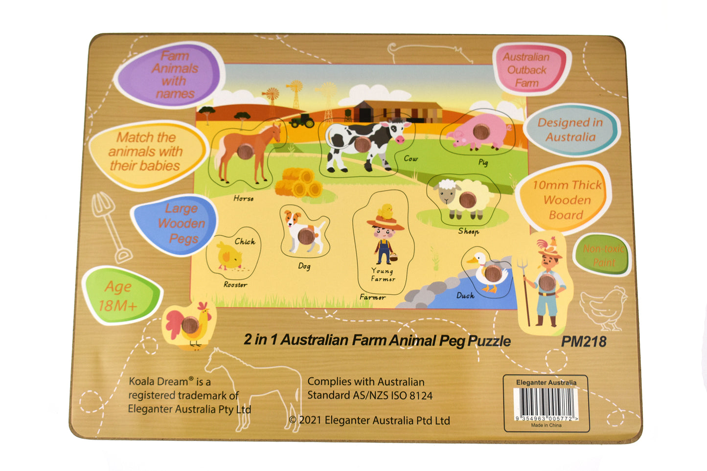 2 IN 1 AUSTRALIAN FARM PEG PUZZLE