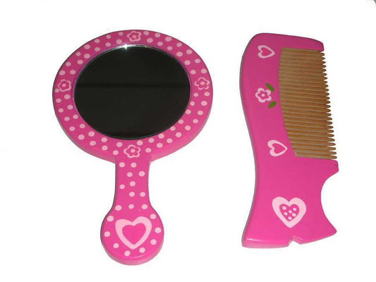 PRICE FOR ONE PINK MIRROR & COMB SET RANDOMLY PICK