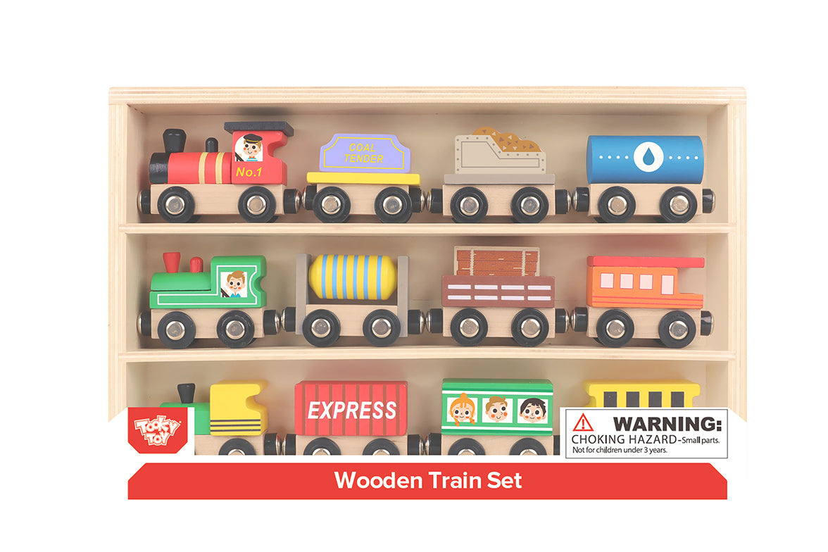 WOODEN TRAIN & CARRIAGE SET