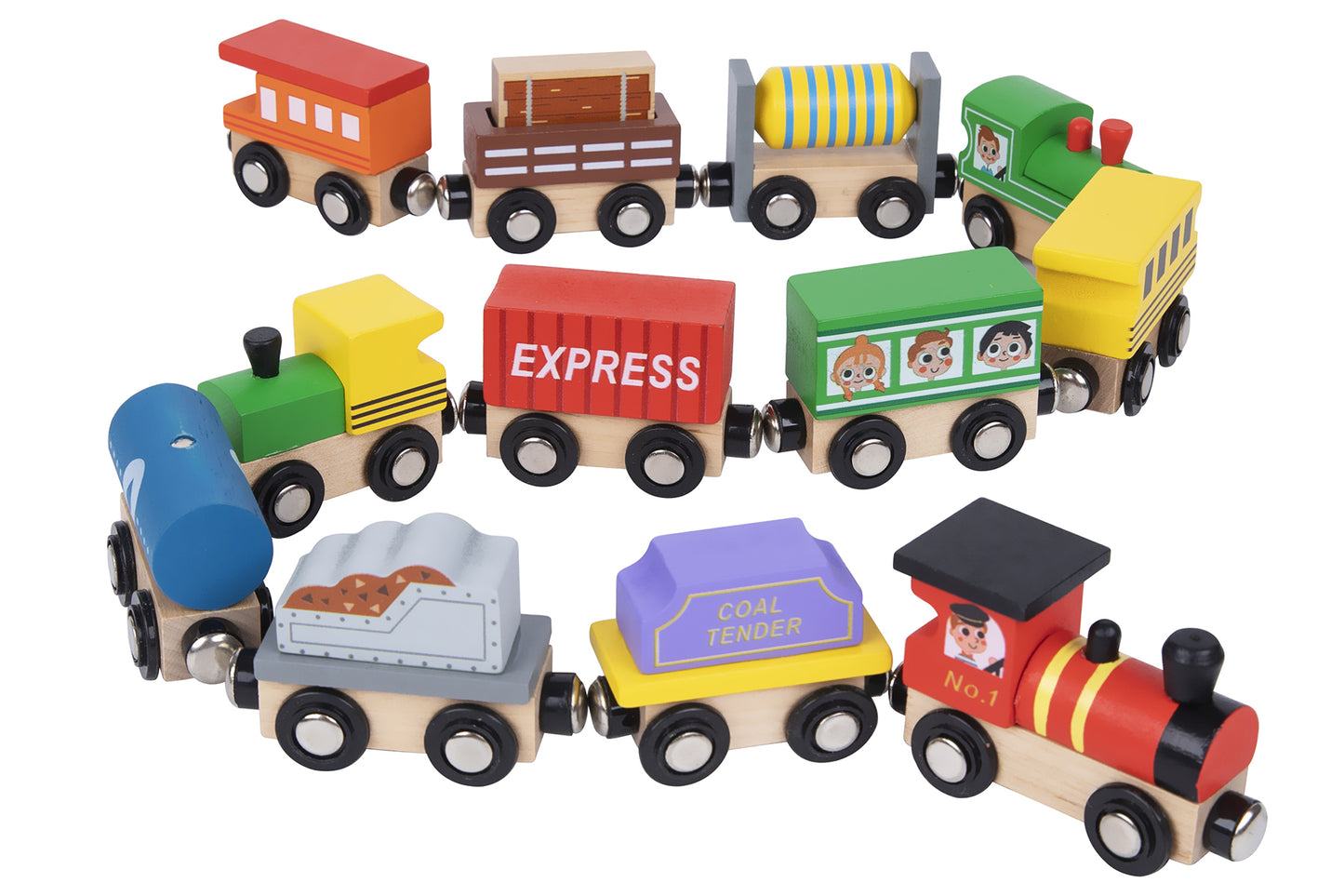 WOODEN TRAIN & CARRIAGE SET