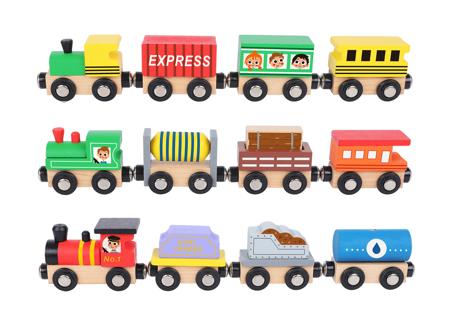 WOODEN TRAIN & CARRIAGE SET