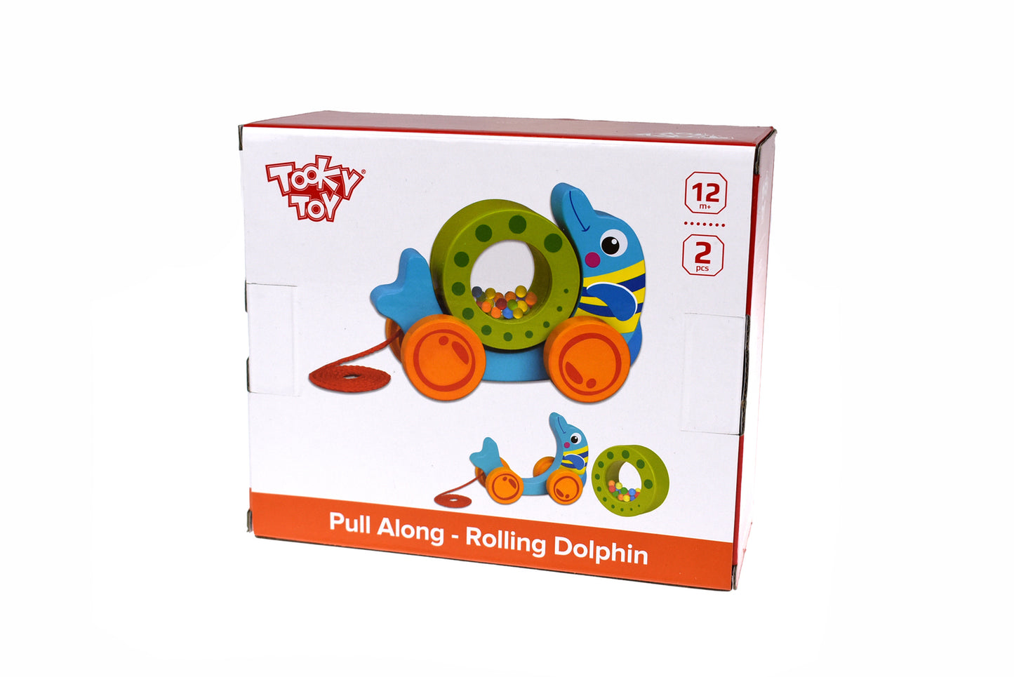 PULL ALONG ROLLING DOLPHIN WITH BEADS