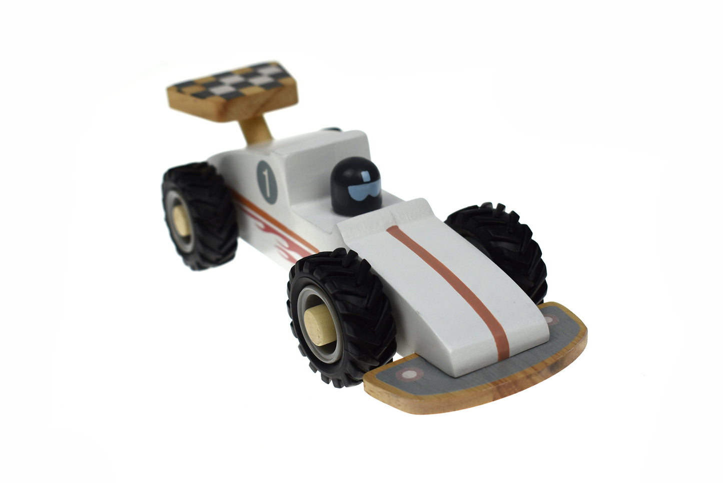 KD WOODEN RACING CAR WHITE