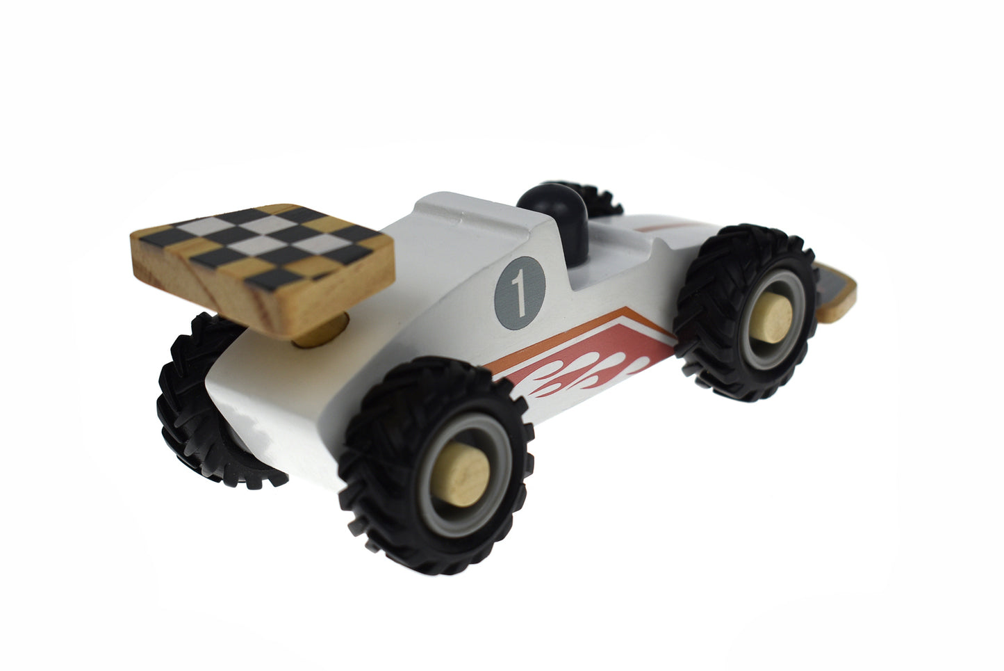 KD WOODEN RACING CAR WHITE