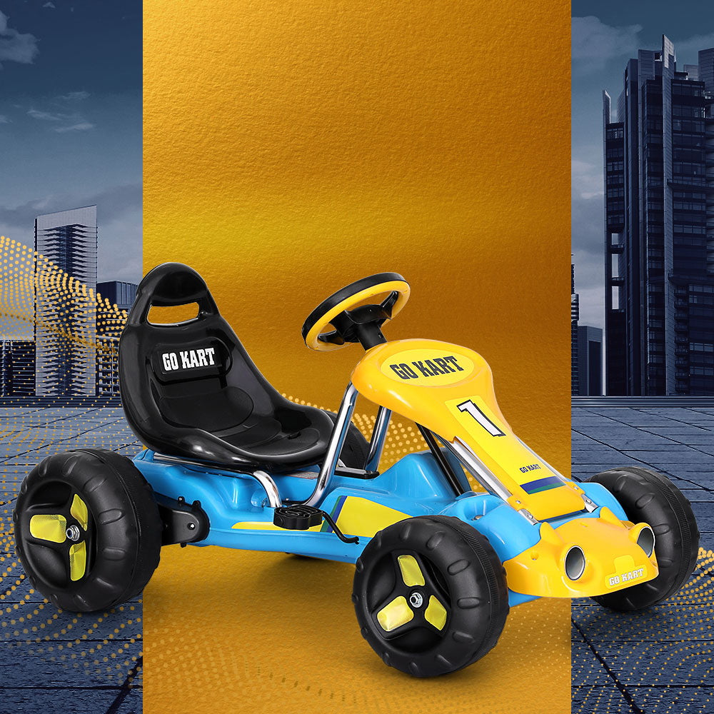 Rigo Kids Pedal Go Kart - Blue/Yellow