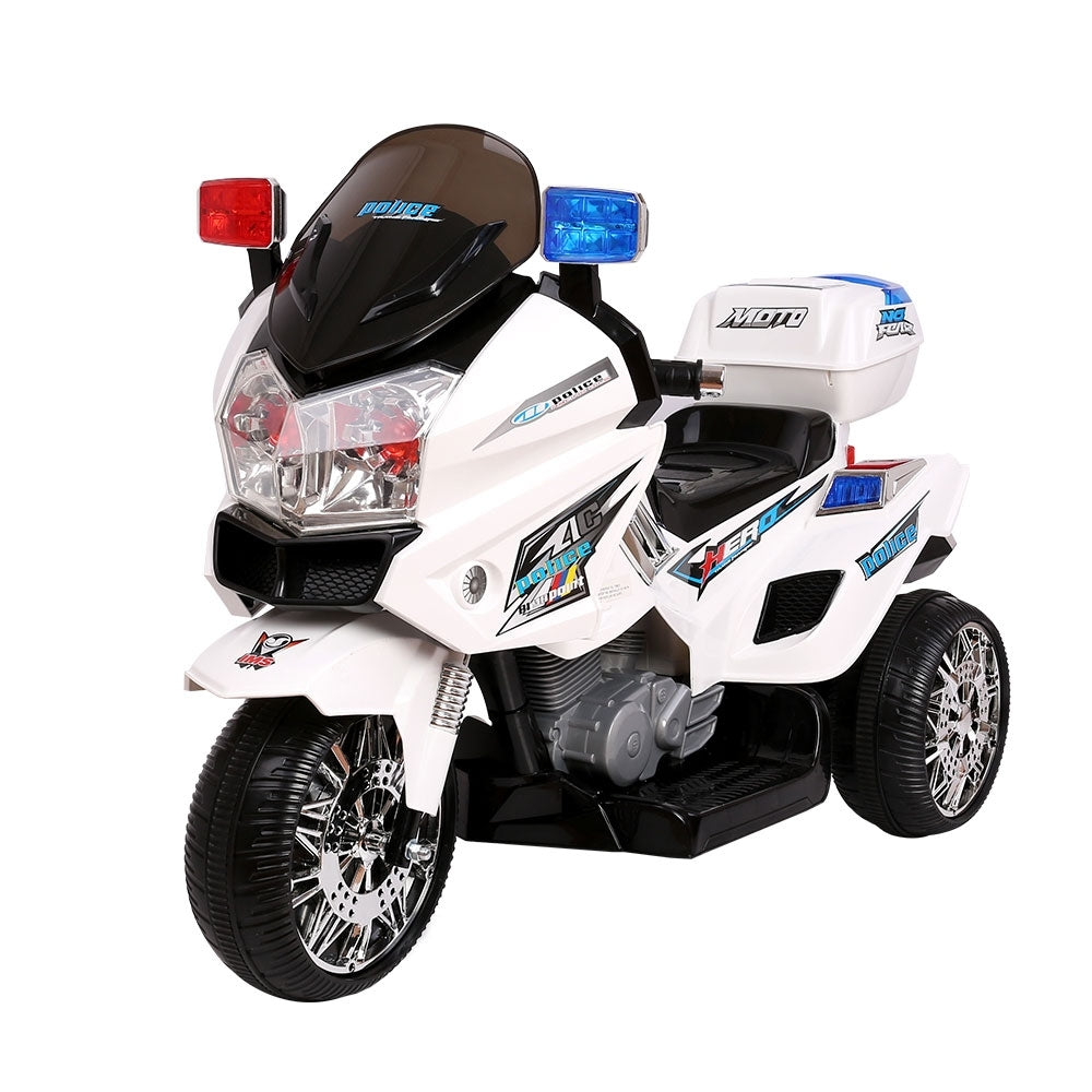 Police Patrol Electric Ride On Motorbike - White