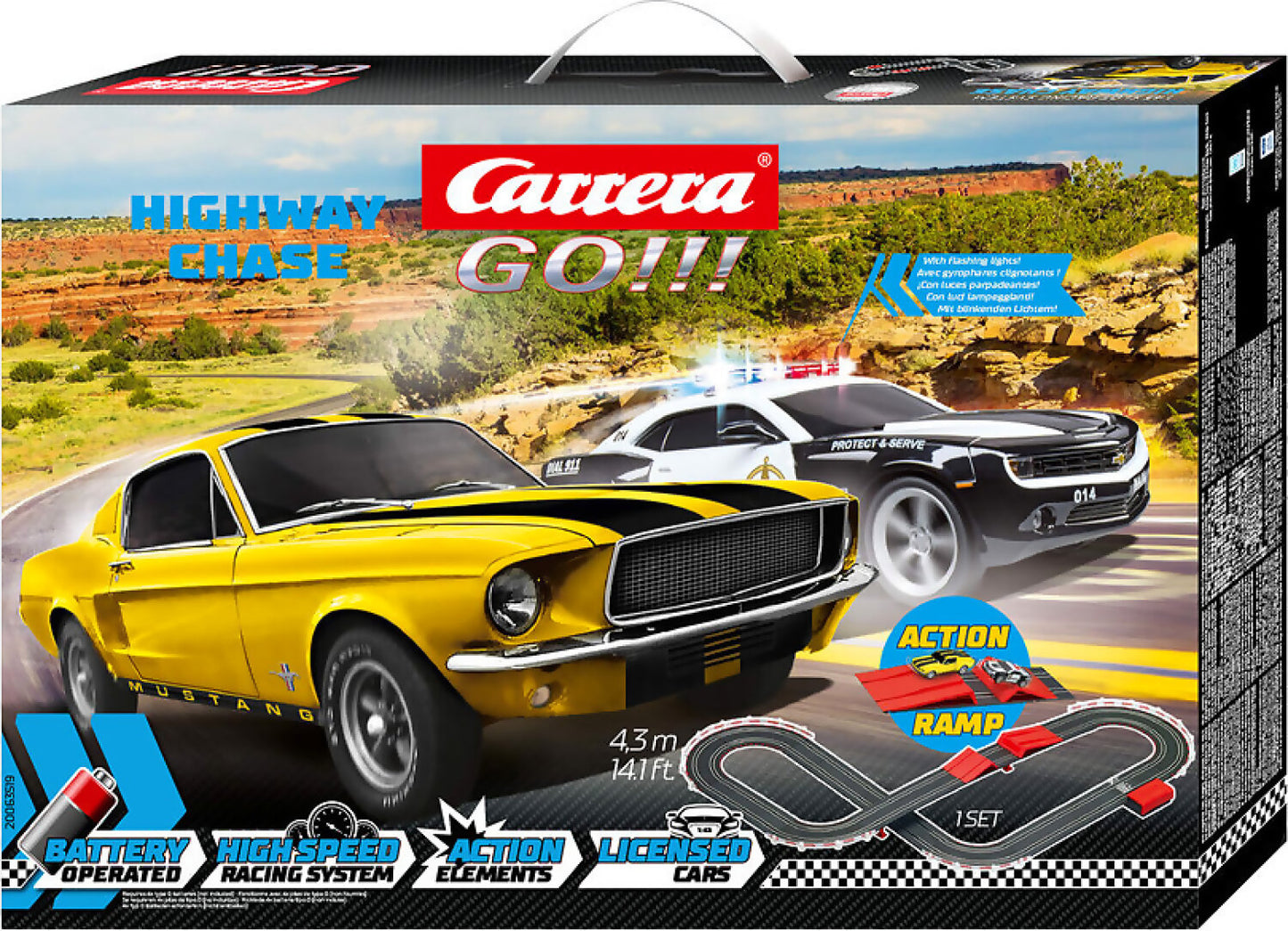 Highway Chase Slot Car - Mustang v Sheriff