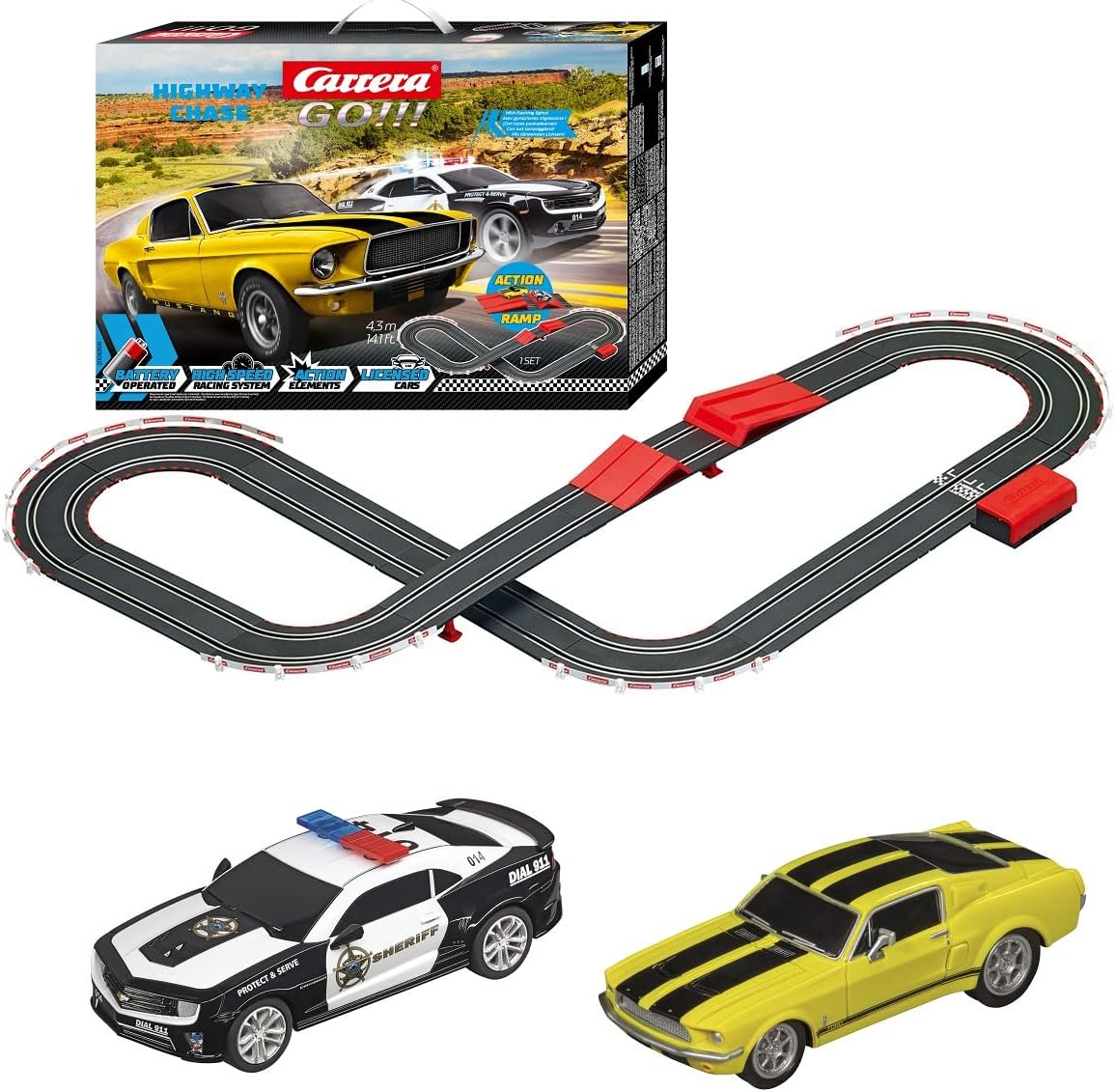 Highway Chase Slot Car - Mustang v Sheriff