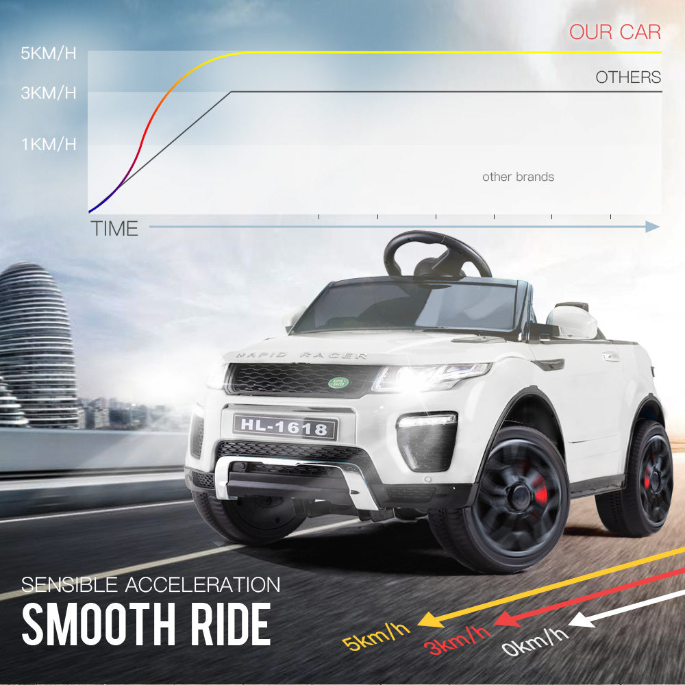 Rapid Racer Land Rover Style Electric Ride on Car - White