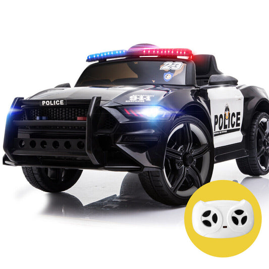 Mustang Police Patrol Electric Ride On Car - Black / White