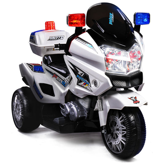 Police Patrol Bike Electric Ride on Trike - White