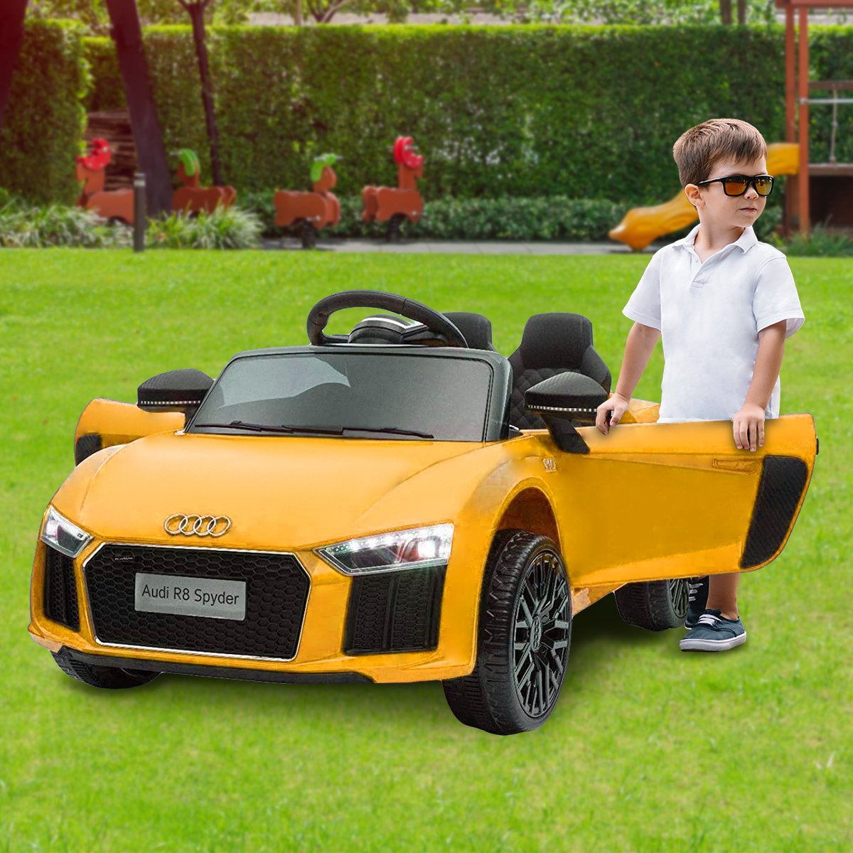 R8 Spyder Audi Electric Ride On Car - Yellow